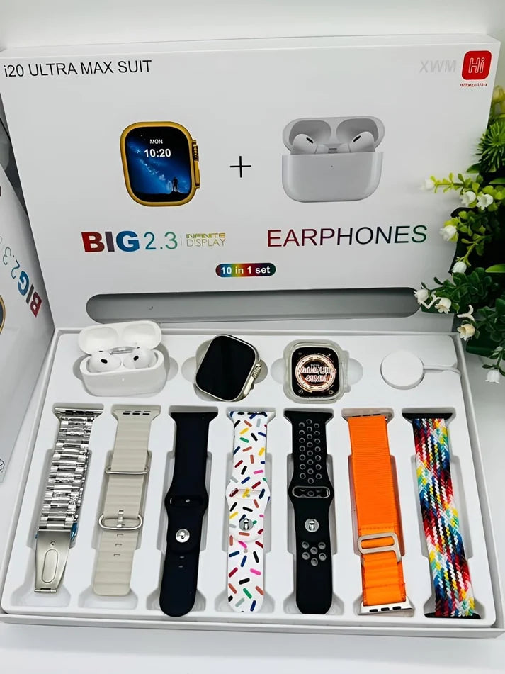 i20 Ultra Max Suit 10-in-1 Bluetooth Calling Smartwatch