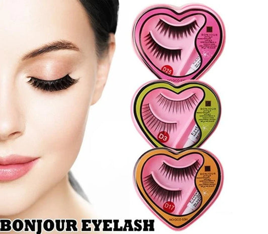 Women's Black Long Curl False Eyelashes with Glue for Pretty