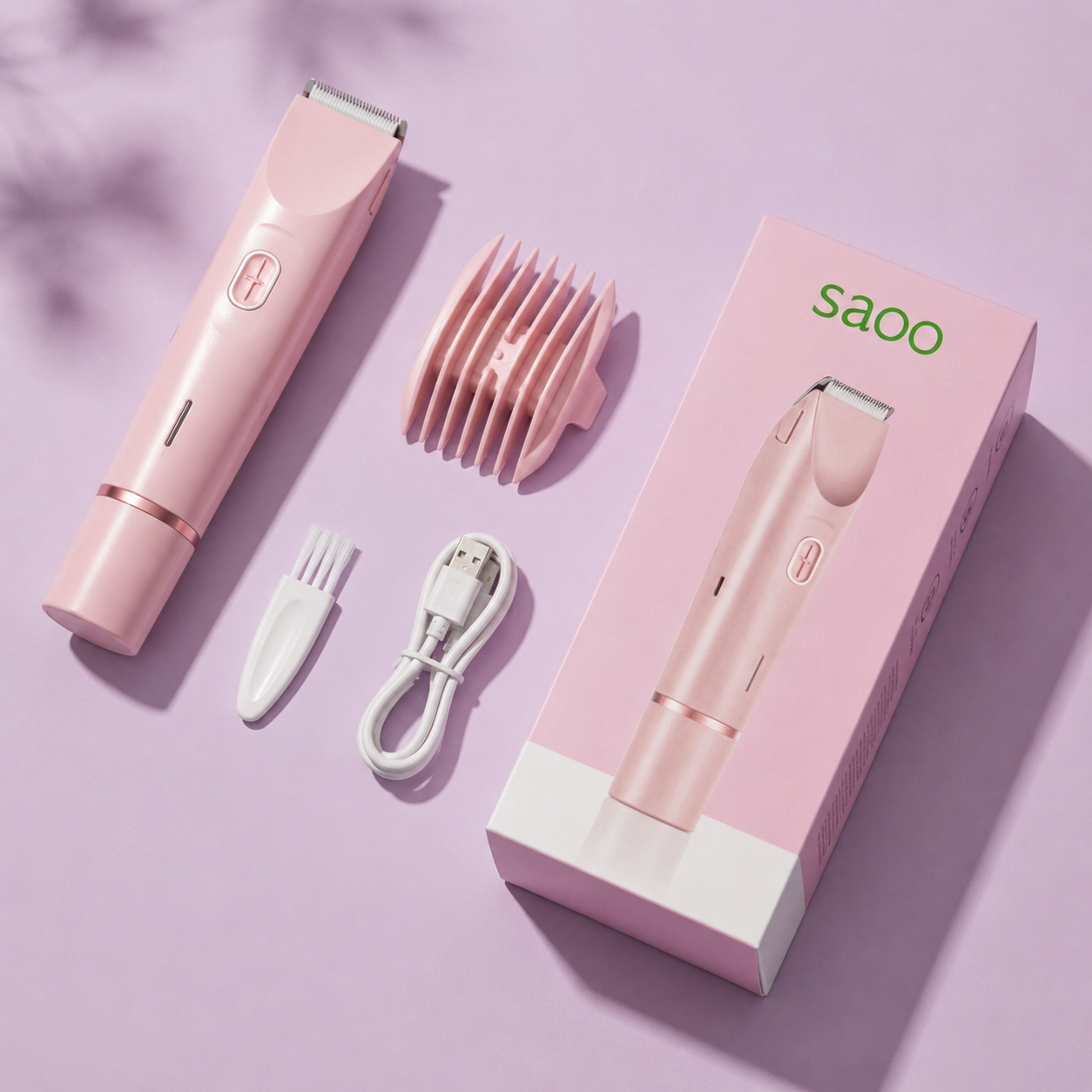 saoo 2 in 1 Bikini Trimmer Waterproof Shaver For Women (Pink)