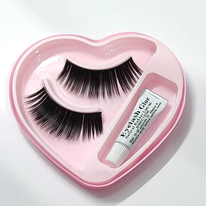 Women's Black Long Curl False Eyelashes with Glue for Pretty