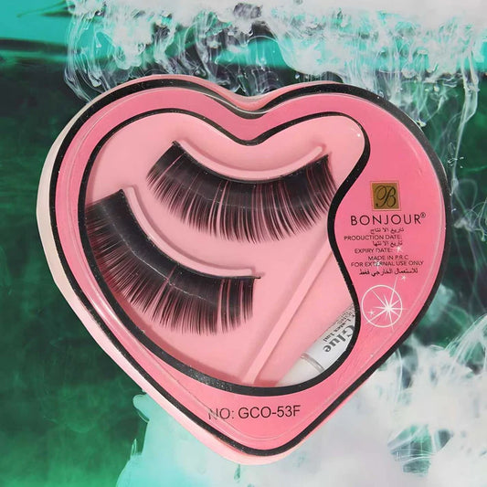 Women's Black Long Curl False Eyelashes with Glue for Pretty