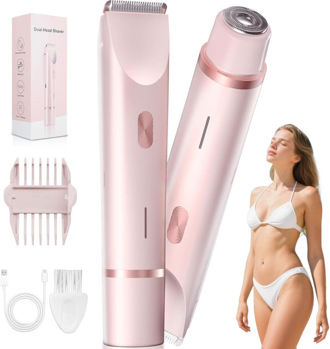 saoo 2 in 1 painless Hair Trimmer waterproof (Color Pink)